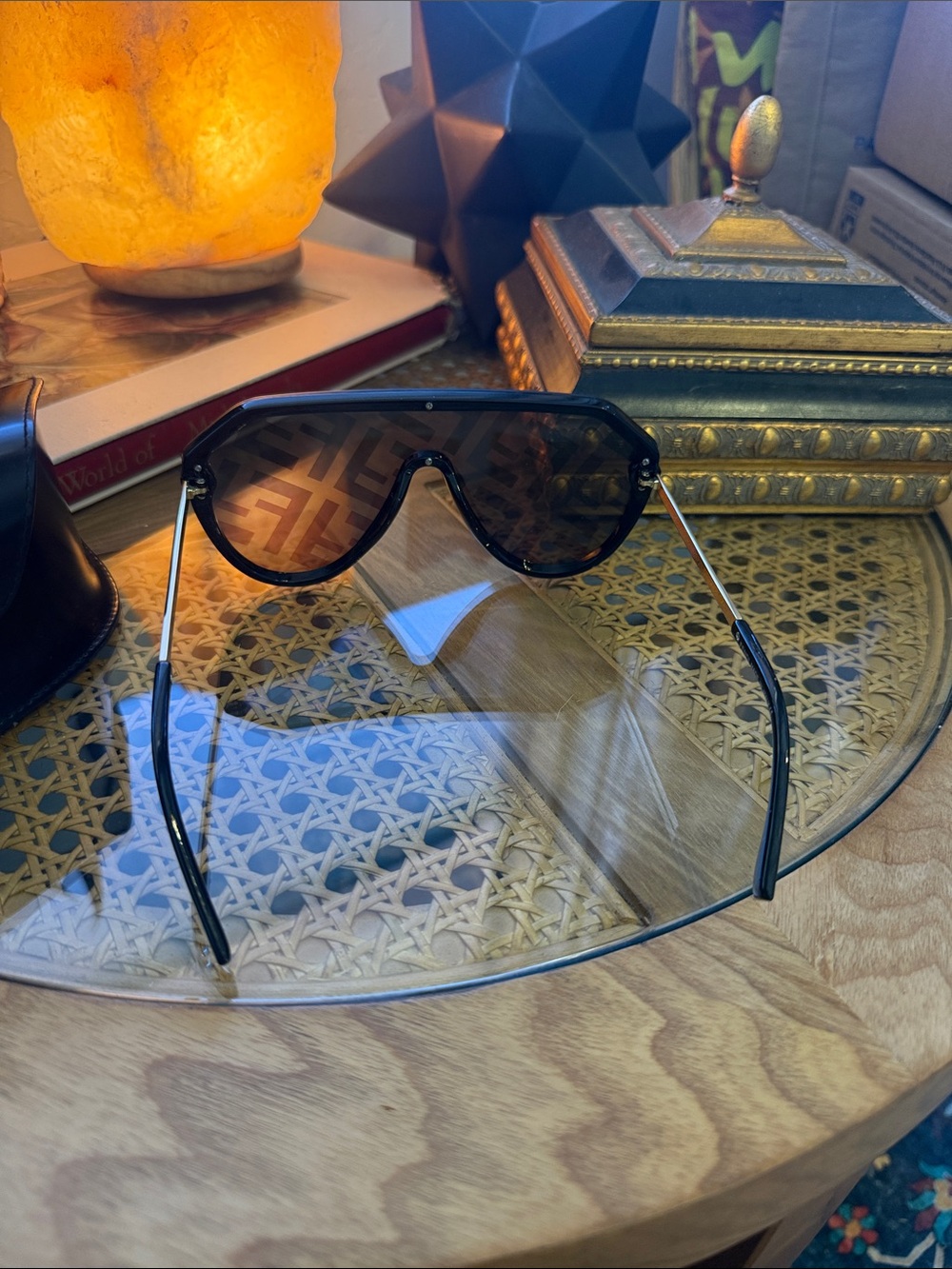 Fendi Green Blue Gradient Logo Shield Sunglasses - Picture 7 of 15